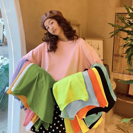 2023年夏季新款宽松情侣女装设计感上衣服白色冰丝别致短袖t恤潮商品大图