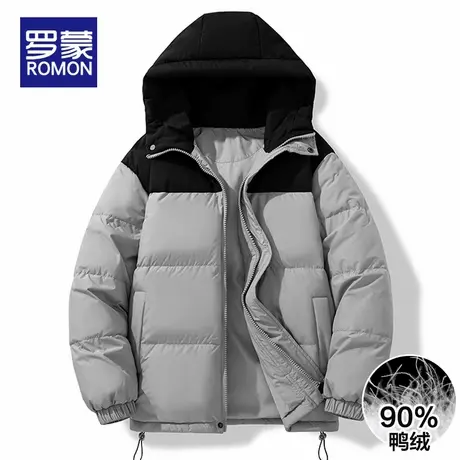 罗蒙90绒撞色羽绒服男士冬季2025新款上衣服加厚冬装冲锋保暖外套商品大图