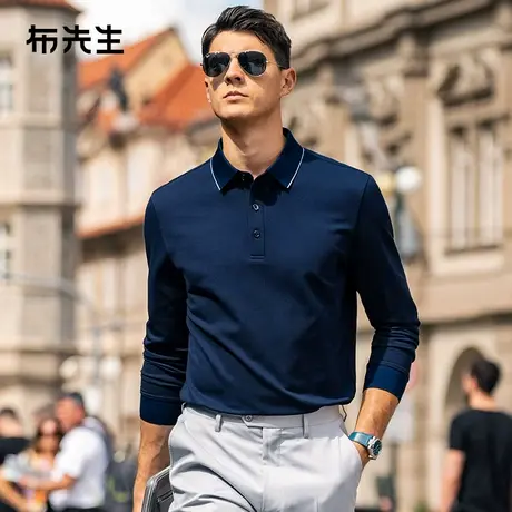 MrBu布先生精致英文刺绣长袖t恤2025早春专利翻领polo衫男BT15380商品大图