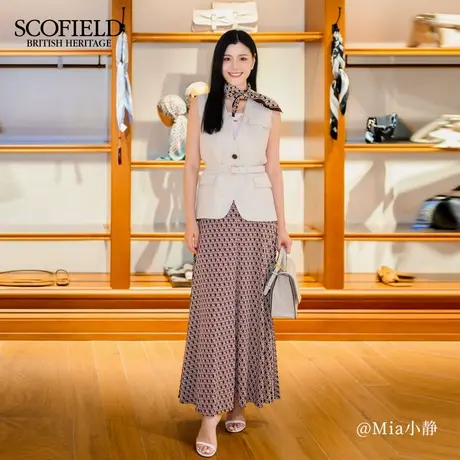 【慵懒度假风】Scofield女装印花半身裙蝴蝶结环扣2025秋季新品图片