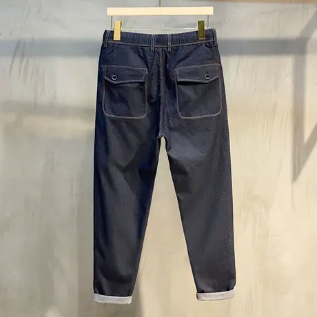 牛仔裤男潮牌宽松弹力2023年新款直筒长裤男士九分裤子夏季薄款潮图片