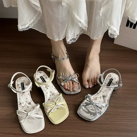 高级感凉鞋女款2025新款夏季超火绝美百搭不累脚外穿配裙子高跟鞋图片