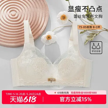 雅黛俪内衣女轻薄款夏季蕾丝兔儿杯无钢圈美背收副乳高弹文胸商品大图