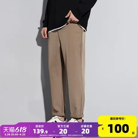 唐狮2025春夏新款男休闲长裤宽松阔腿西装裤简约黑色直筒裤子潮款商品大图
