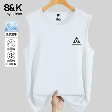班尼路S&K速干背心男款夏季冰丝网眼透气运动坎肩青少年无袖t恤男图片