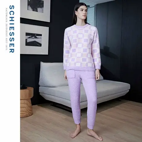 SCHIESSER舒雅女士暖绒绒半边绒加绒加厚睡衣家居服套装21521H图片