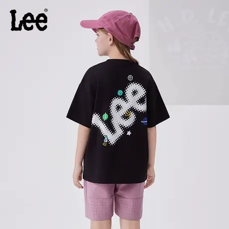 Lee儿童短袖T恤2025夏季新款男童女童圆领上衣中大童休闲宽松夏装图片