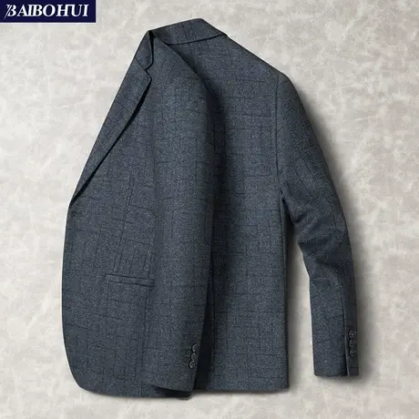西装外套男士中年爸爸装秋季新款单件修身休闲呢子西服上衣服春秋商品大图