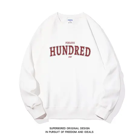 美式复古潮流字母印花圆领卫衣男秋季小众设计感宽松圆领套头上衣商品大图