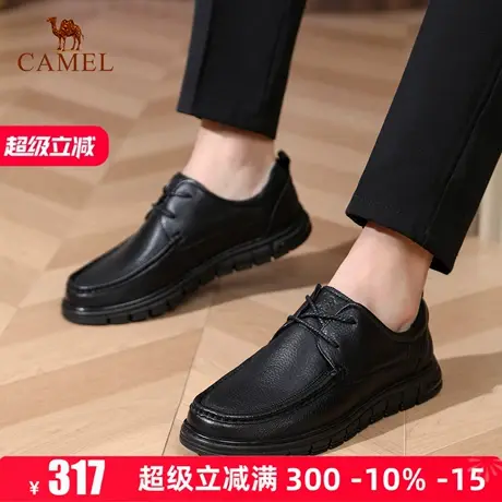 Camel/骆驼男鞋2025秋季新款商务皮鞋男羊皮软底透气系带休闲皮鞋商品大图