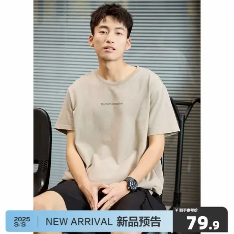 唐狮2025新款夏季短袖t恤纯棉男衣服半袖宽松打底衫上衣纯色潮牌t图片