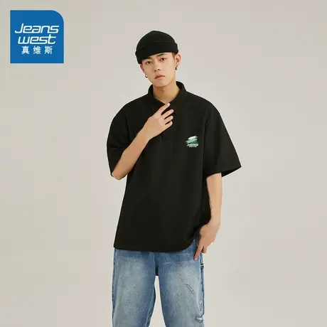 JR真维斯男装2025夏季新款 230g65棉珠地宽松休闲短袖POLO衫男商品大图