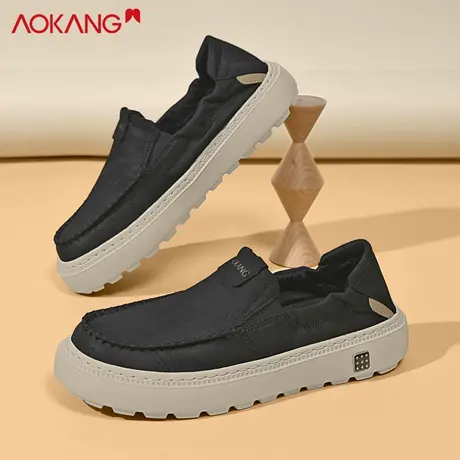 奥康2026春季新款一脚蹬男鞋舒适软底老北京布鞋男休闲通勤懒人鞋商品大图