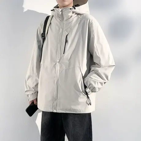 唐狮秋冬季男连帽羽绒服短款灰色翻领连帽保暖羽绒内胆可拆TUTA商品大图