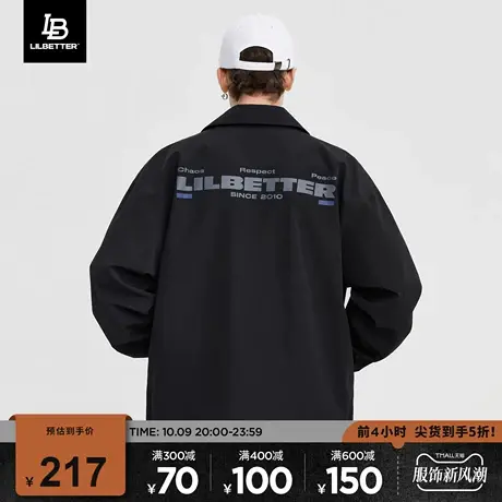Lilbetter男士外套春秋季宽松教练夹克翻领字母衣服美式潮牌上衣商品大图