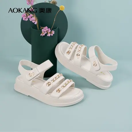 奥康女鞋 百搭夏季气质女士时装凉鞋坡跟时尚潮流百搭舒适魔术贴商品大图