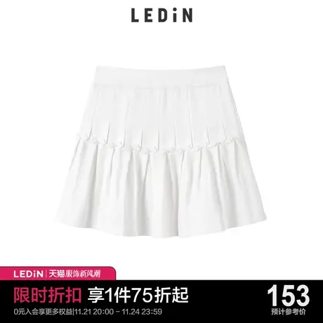 乐町小蝴蝶结百褶裙休闲春夏新款女半身裙C5GEC2E01图片