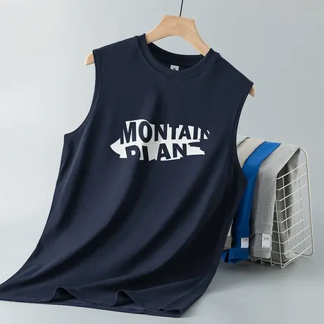 美式重磅纯棉背心男士夏季宽松健身篮球运动坎肩宽肩全棉无袖t恤商品大图