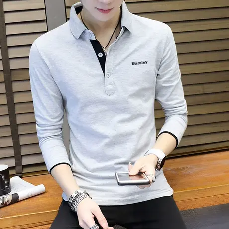 丅恤新款春装潮流2023秋衣服男士棉感上衣服polo小衫t恤长袖秋季商品大图