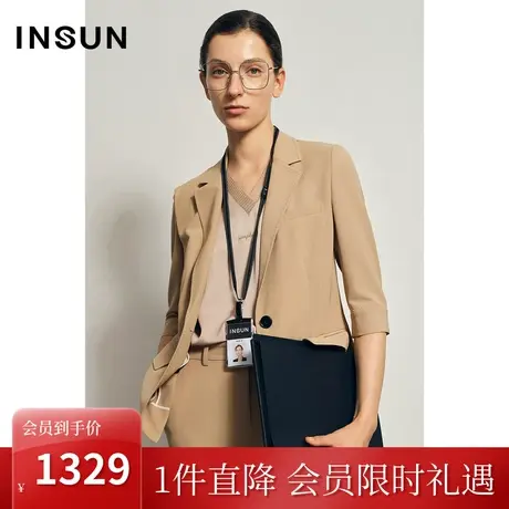 INSUN恩裳夏季时尚简约通勤OL七分袖休闲薄款西装外套女图片