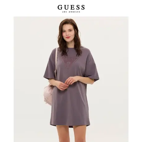 【38上新季】GUESS24年新款春季女士经典款镶钻圆领短袖T恤连衣裙图片