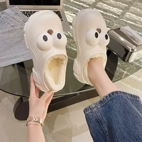 2024秋冬季新款可爱卡通包跟棉拖鞋女保暖可外穿加绒增高厚底棉鞋商品大图