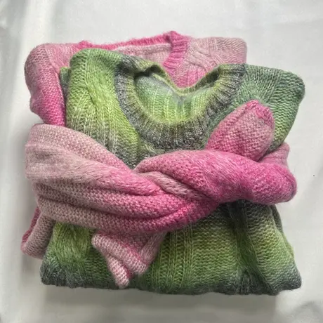 享永子【温暖包裹】马海毛羊毛渐变色套头毛衣别致小众设计针织衫商品大图