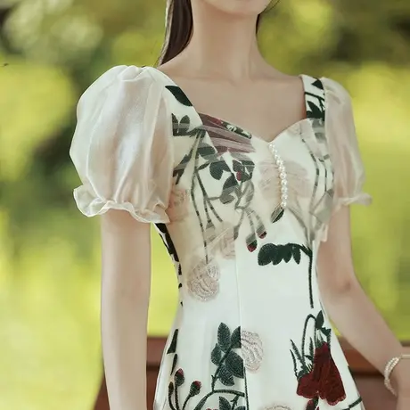 法式小晚礼服连衣裙夏季平时可穿订婚宴会洋装轻奢小众高端蕾丝女商品大图
