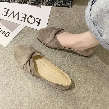 2024年春季新款百搭网红浅口平底晚晚仙女风配裙子单鞋女豆豆鞋女商品大图