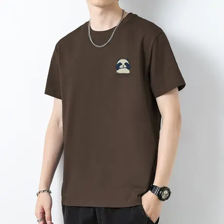 260g重磅美式纯棉t恤男短袖圆领体恤小熊印花上衣服全棉夏季半袖商品大图