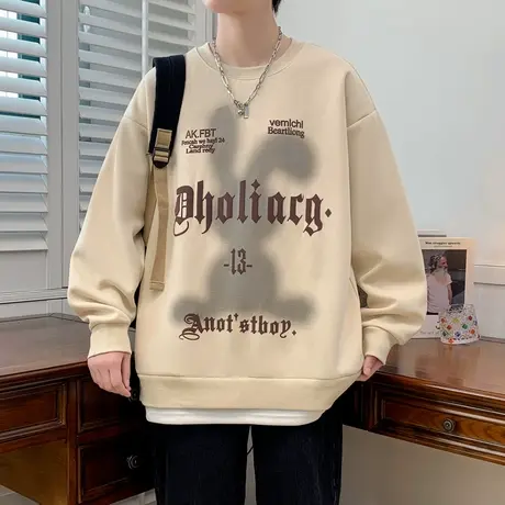 2024新款春秋季长袖t恤男孩高中初中学生青少年卫衣大童男装上衣商品大图