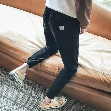 裤子男韩版潮流2018新款春秋季灯芯绒运动裤男士加绒休闲裤哈伦裤商品大图