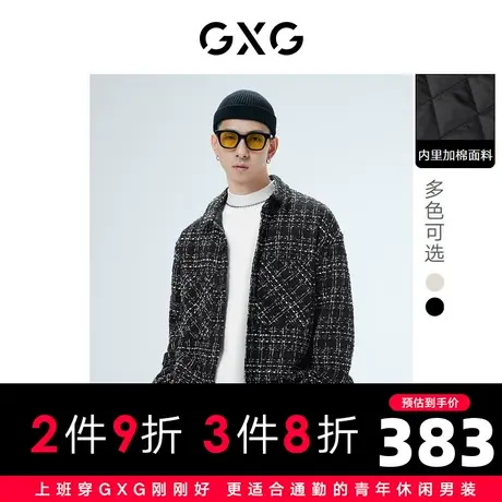 GXG男装 双色经典格纹翻领夹克加棉外套 2022年冬季新品图片