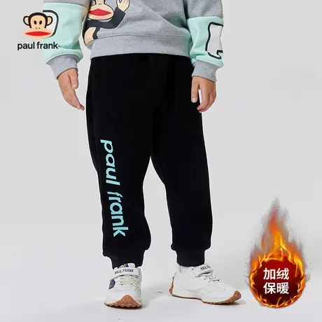 大嘴猴童装儿童加绒裤子男童2023冬季新款中大童保暖女童运动卫裤图片