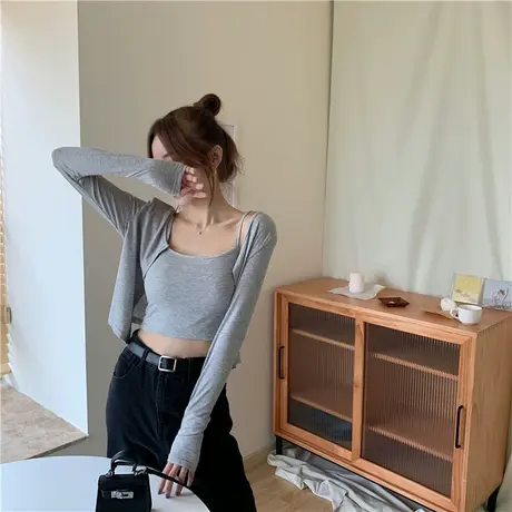 小外套2023新款女春季外搭灰色防晒开衫薄款百搭长袖上衣秋ins潮图片