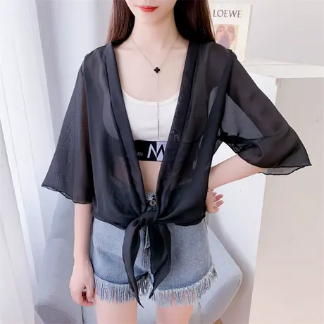 超仙的气质防晒衣女夏季薄款开衫外套外搭披肩配裙子空调罩衫上衣商品大图
