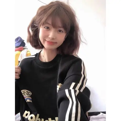 美式复古三条杠拼接卫衣女春秋薄款宽松慵懒风设计感无帽上衣潮牌图片