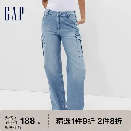 Gap女装秋季新款中腰工装风宽松直筒牛仔裤570930休闲裤运动长裤图片