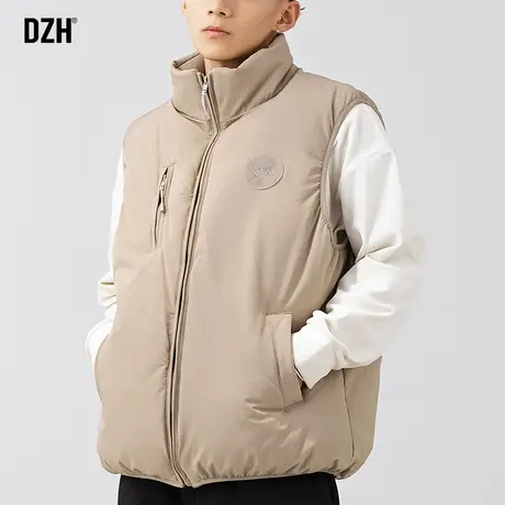 男士立领棉马甲男新款2023爆款冬季棉衣日系杏色加厚棉服潮牌男装商品大图