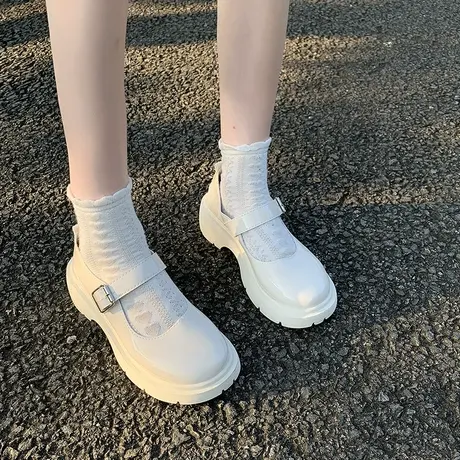 玛丽珍小皮鞋女春季英伦风法式圆头厚底增高日系设计感小众单鞋子商品大图