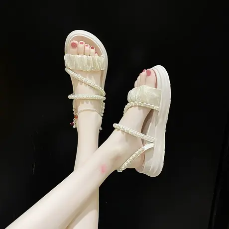 今年流行的凉鞋女2023夏季仙女风两穿凉拖鞋外穿时尚百搭厚底拖鞋图片