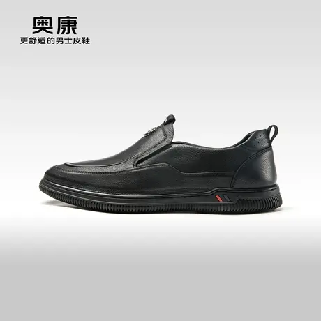 奥康男鞋2023春季新款时尚商务休闲皮鞋男平底套脚真皮舒适工作鞋商品大图
