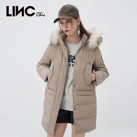 LINC金羽杰羽绒服女2023秋冬季新款简约连帽动感反季专柜断码外套商品大图