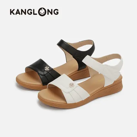 【门店发货】康龙女鞋 夏季新款舒适中老年凉鞋坡跟魔术贴图片