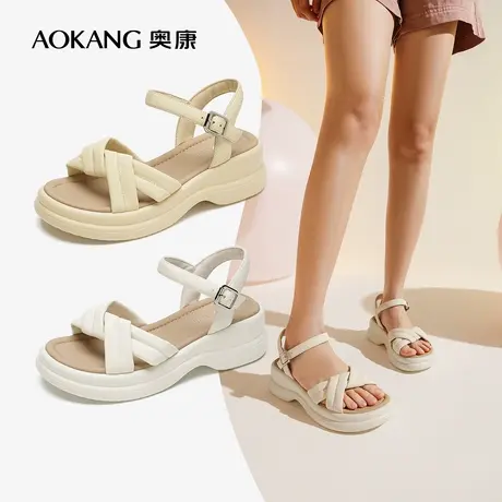 【门店发货】奥康女鞋 2024夏季新款甜美舒适凉爽通勤女士凉鞋商品大图