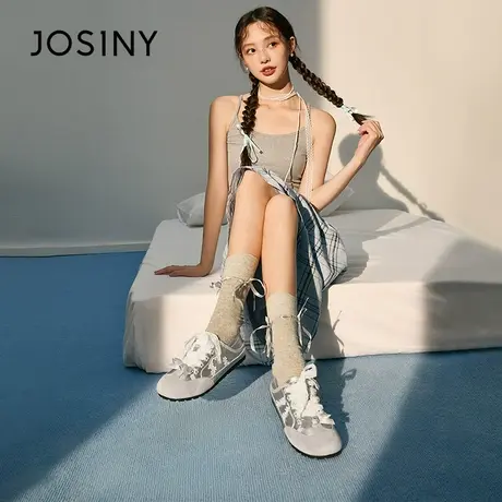 卓诗尼舒芙蕾德训鞋女款2025新款春秋小众复古芭蕾丝小白鞋子软底商品大图