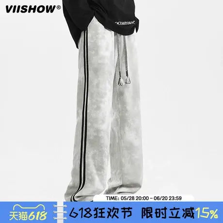 VIISHOW美式脏脏卫裤男2025春季新款宽松直筒高街百搭运动休闲裤商品大图