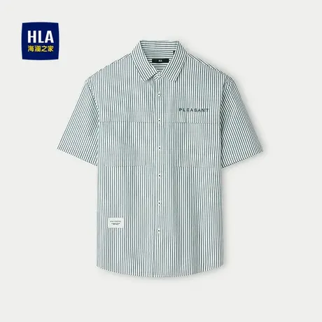 HLA/海澜之家时尚条纹短袖衬衫25夏季新款透气宽松简约休闲上衣男图片