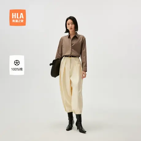 HLA/海澜之家宽松长袖衬衫2025春季新款纯棉商务休闲衬衣女装商品大图