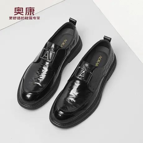奥康 男鞋2025春秋新款正装商务休闲皮鞋舒适套脚真皮男皮鞋L商品大图